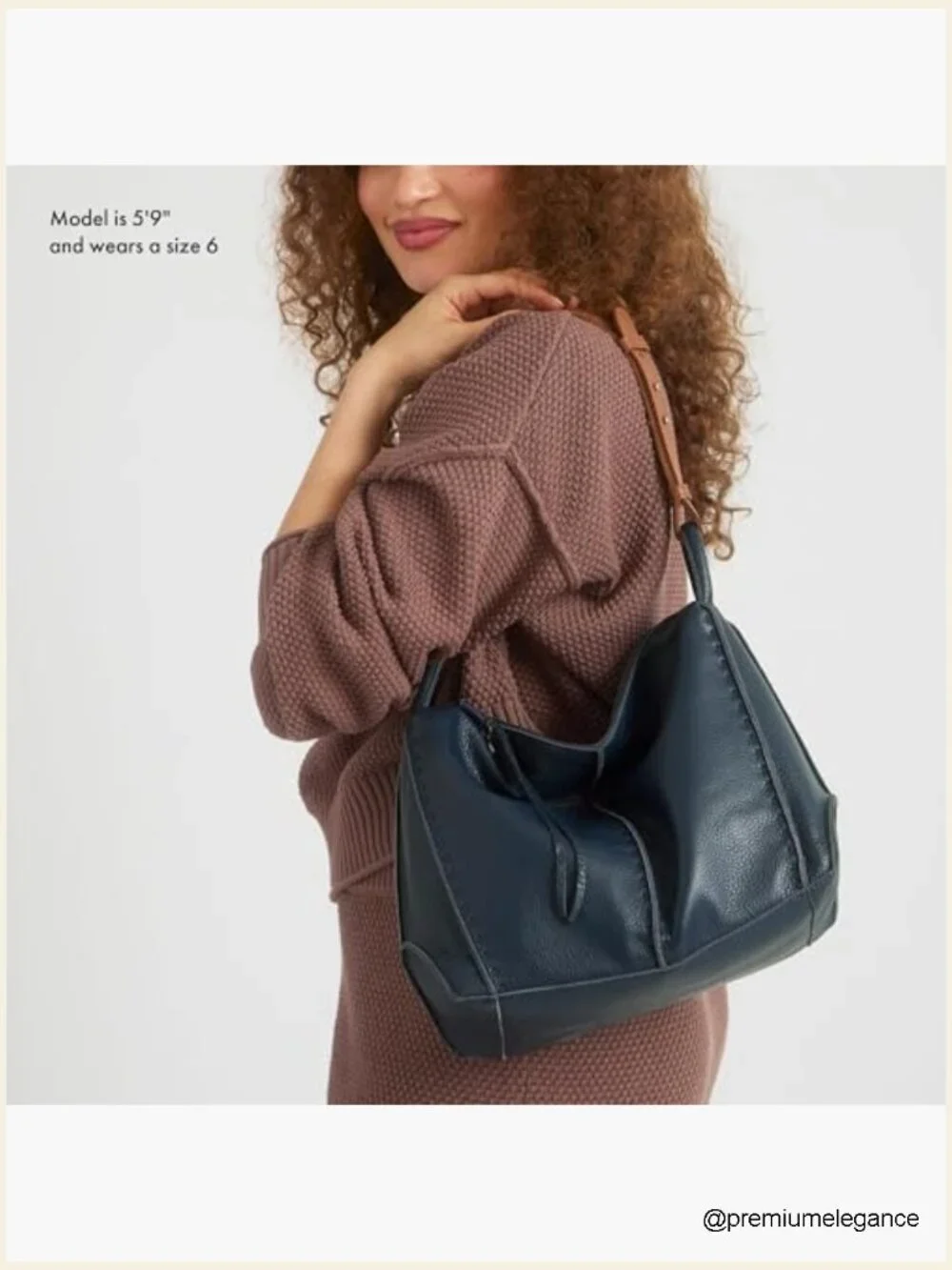 Large Hobo Purse - Premium Leather Handbag with Zipper Pocket